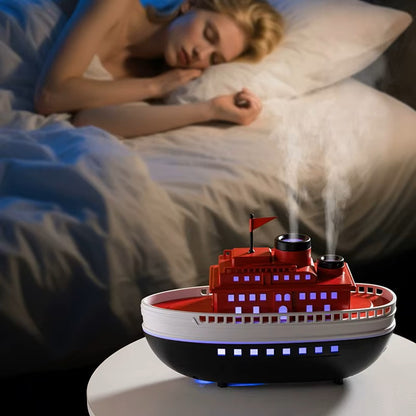 Difusor Humidificador Barco 300 ml estilo náutico con luces LED y vapor ultrasónico