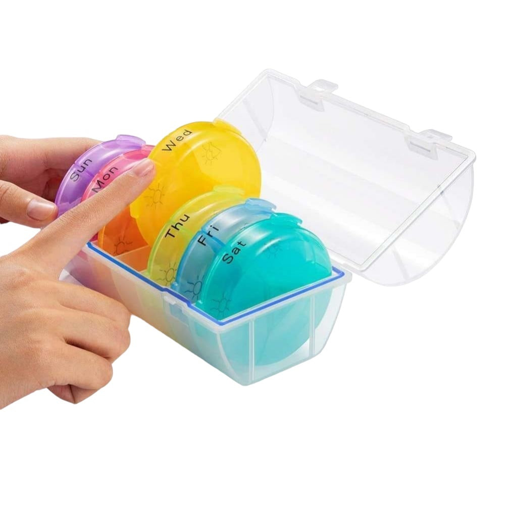 Pastillero semanal circular 14 puestos con compartimentos removibles