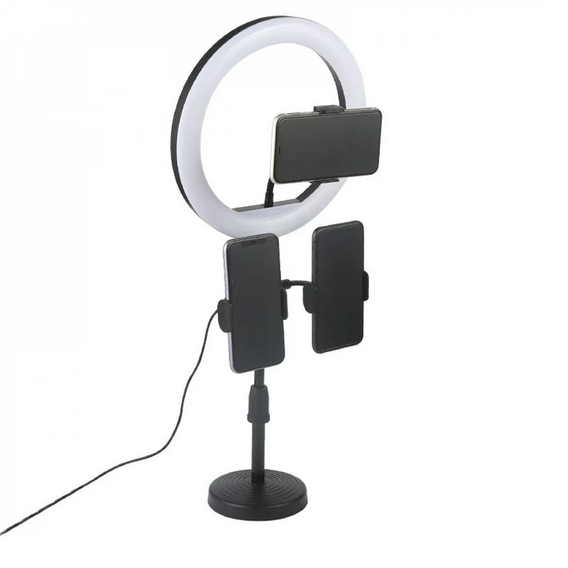 Aro de luz 26 cm de escritorio con 3 soportes celular