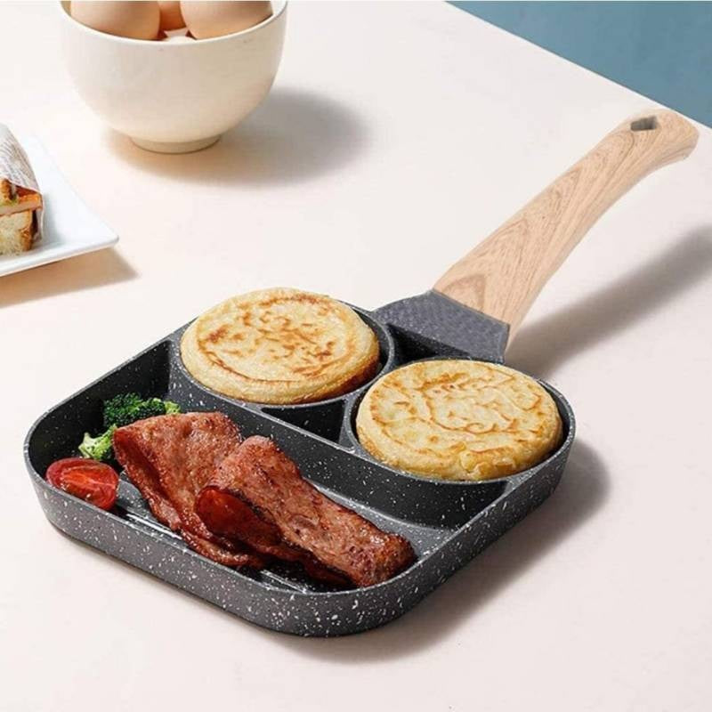 Sartén multifuncional 3 puestos antiadherente con mango