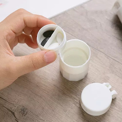 Pastillero con partidor y molino de medicamentos pequeño portátil