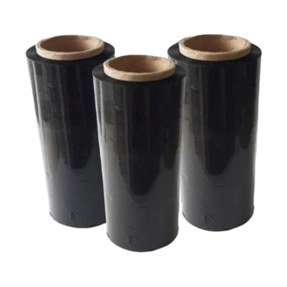 Pack x3 rollos de plástico vinipel stretch 25cm x 300m Negro