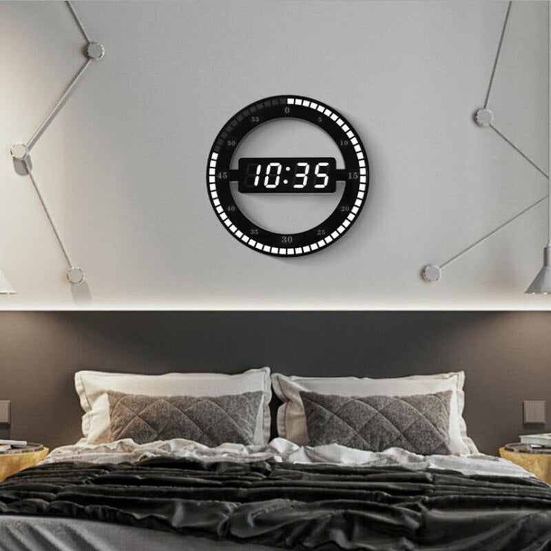 Reloj de Pared y Mesa Digital LED Circular con Alarma y Fecha DS3668L