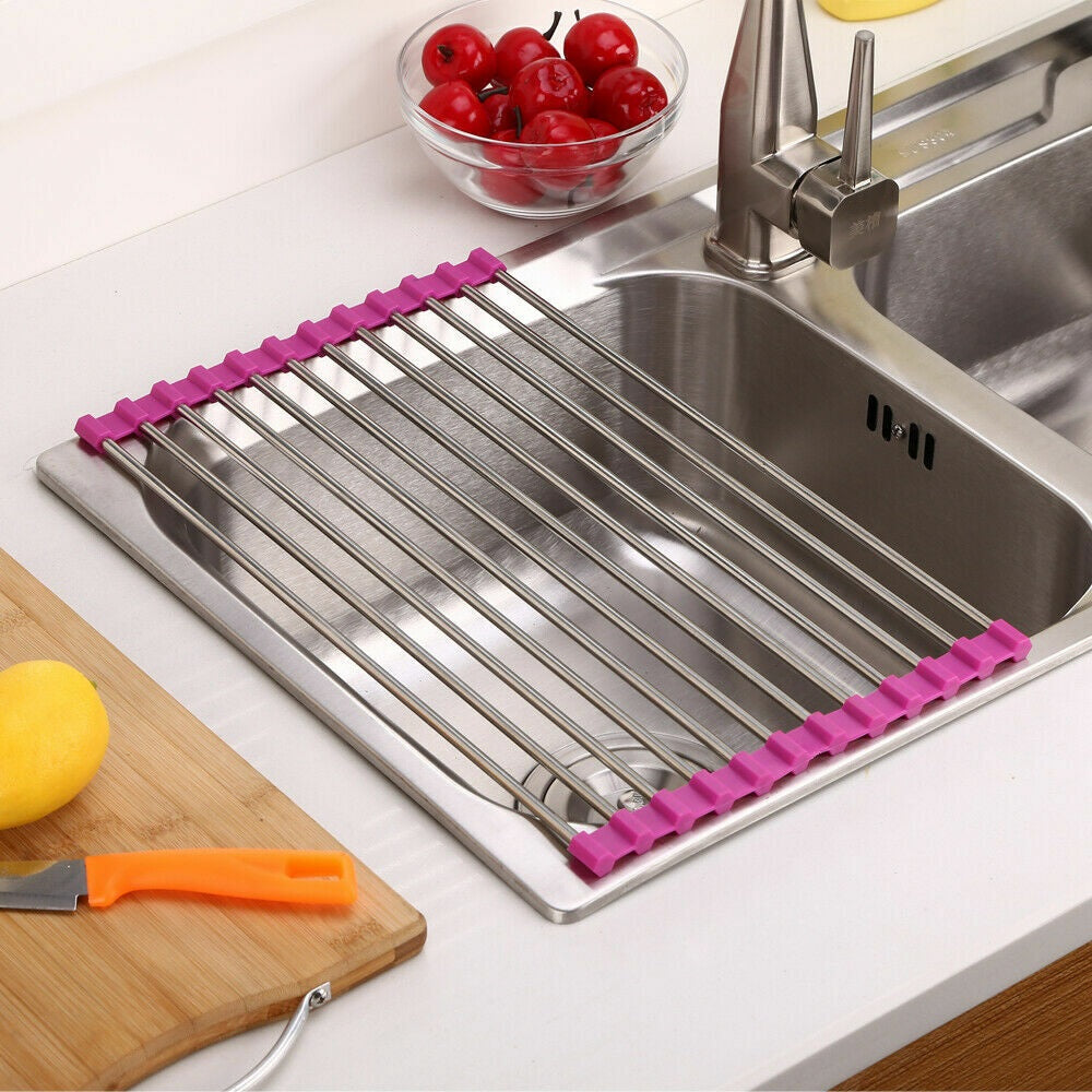 Rejilla escurridor de platos y verduras plegable para fregadero