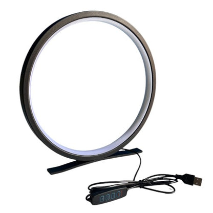 Lámpara de mesa LED circular decorativa regulable tricolor con alimentación USB