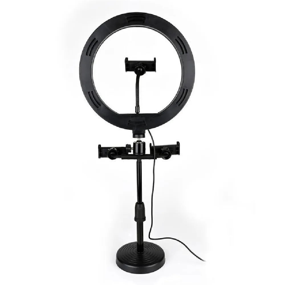 Aro de luz 26 cm de escritorio con 3 soportes celular
