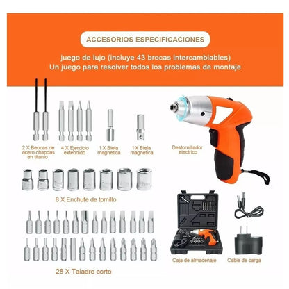 Destornillador Inalámbrico de 45 Piezas: Potencia para tus Proyectos de Bricolaje