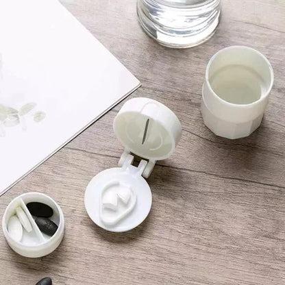 Pastillero con partidor y molino de medicamentos pequeño portátil