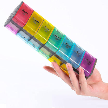 Pastillero semanal cuadrado día y noche grande 14 puestos medicamentos