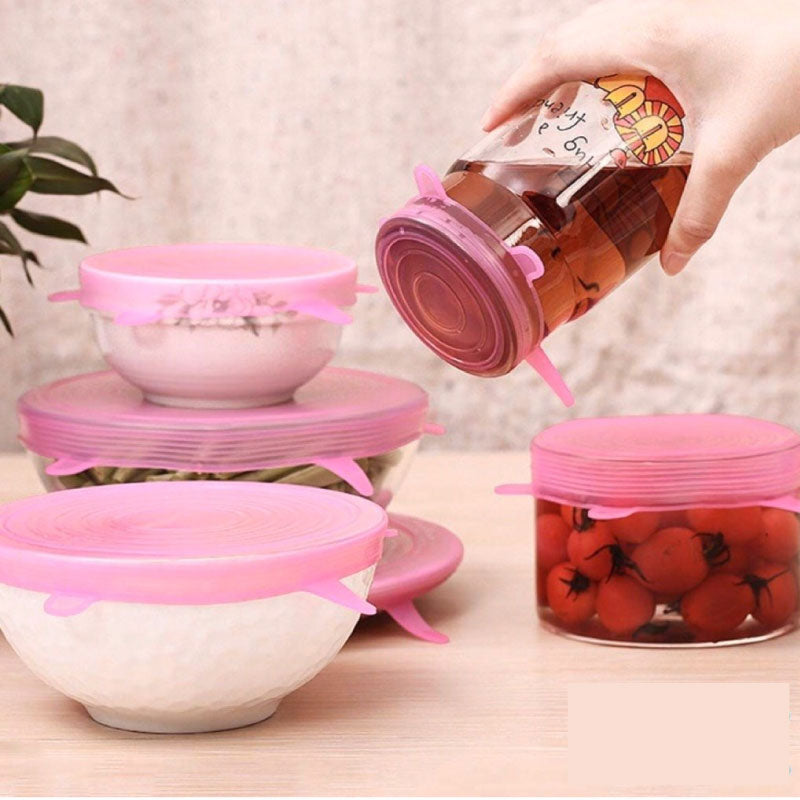 Juego de tapas de silicona elásticas multifuncionales x6 unidades