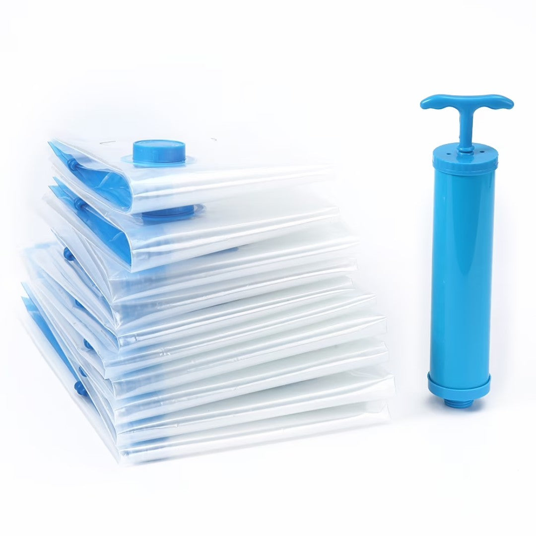 Set x5 Bolsas al Vacío para Ropa con Bomba Manual 80% de volumen