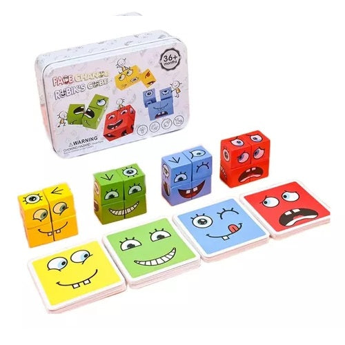 Cubo mágico juego de expresiones y cartas montesori