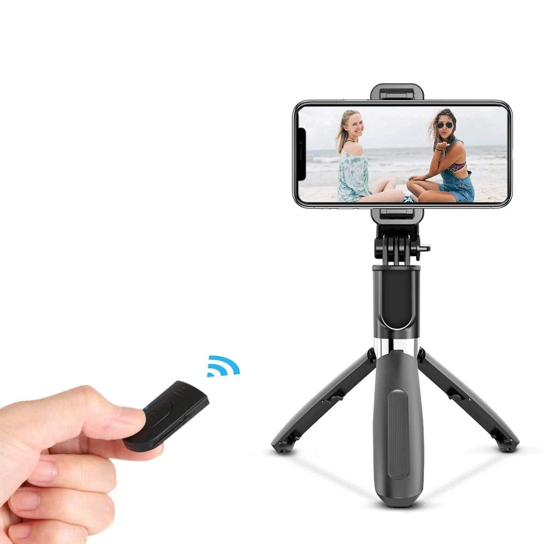 Trípode monopod palo selfie 2 en 1 con luz led y control TS1010