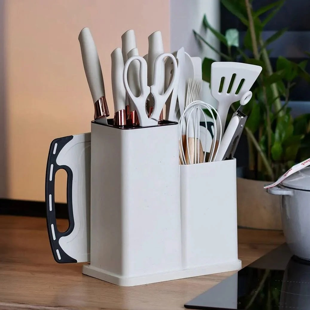 Set completo de 18 Utensilios y cuchillos de Cocina de Silicona antiadherentes