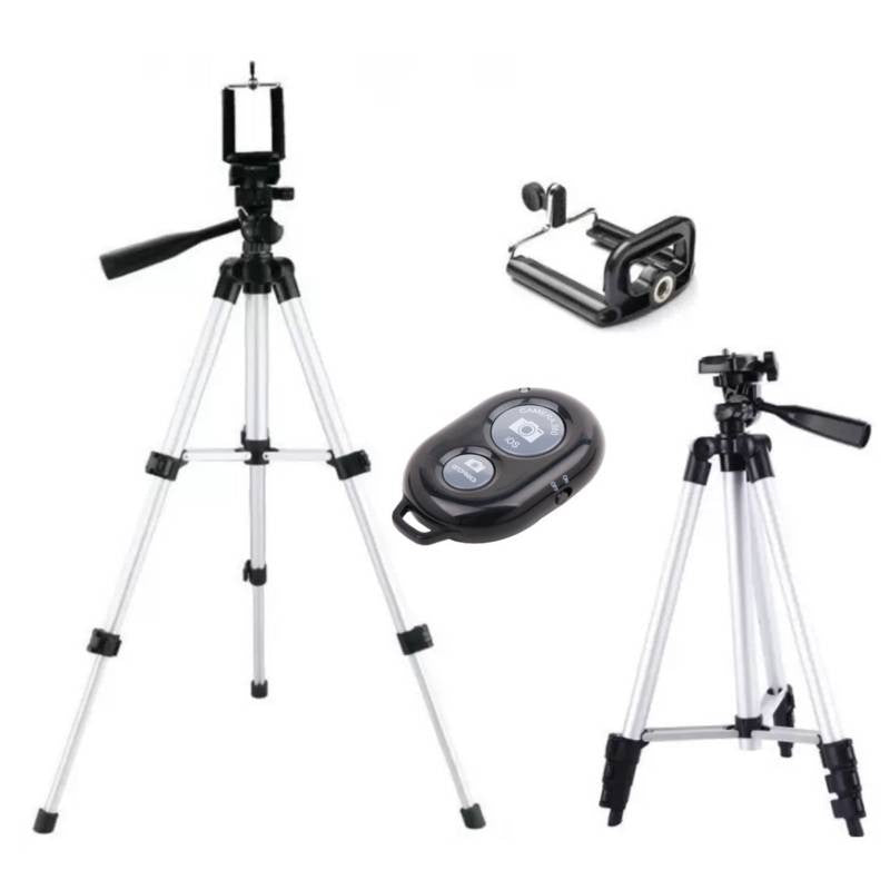 Trípode expandible 1,61 mts para cámara o celular con control bluetooth