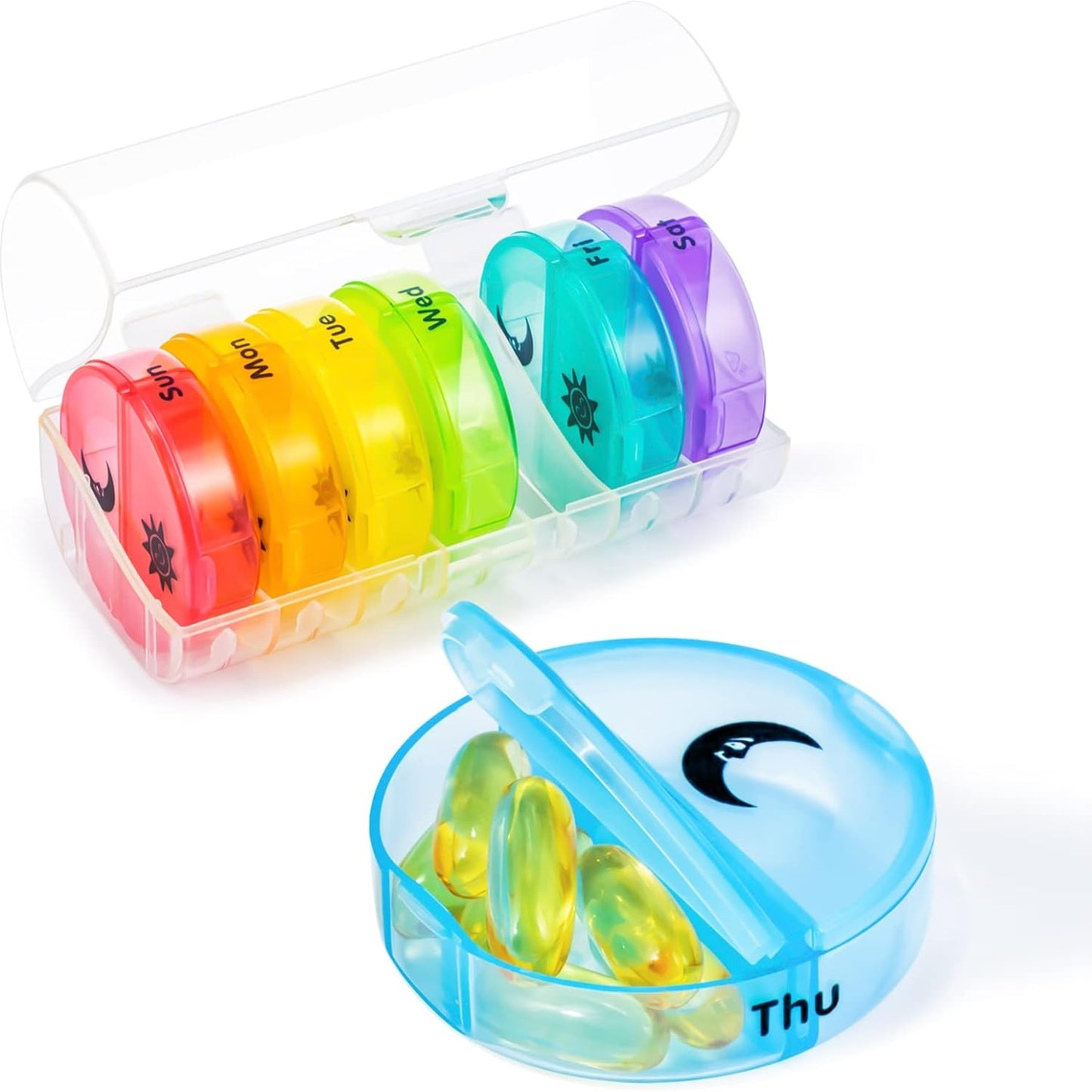 Pastillero semanal circular 14 puestos con compartimentos removibles