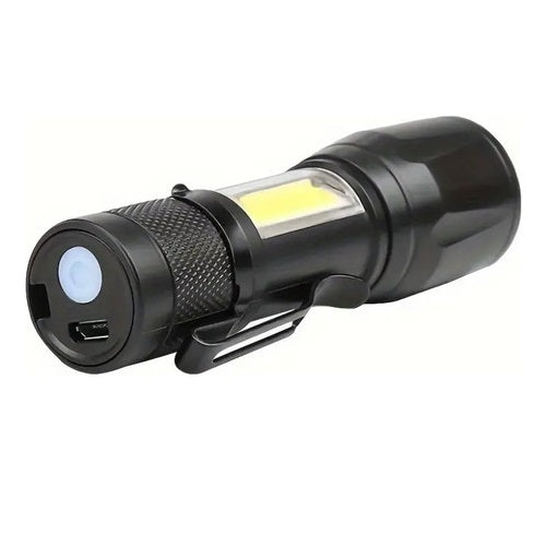 Linterna táctica LED recargable USB con zoom