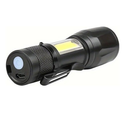 Linterna táctica LED recargable USB con zoom