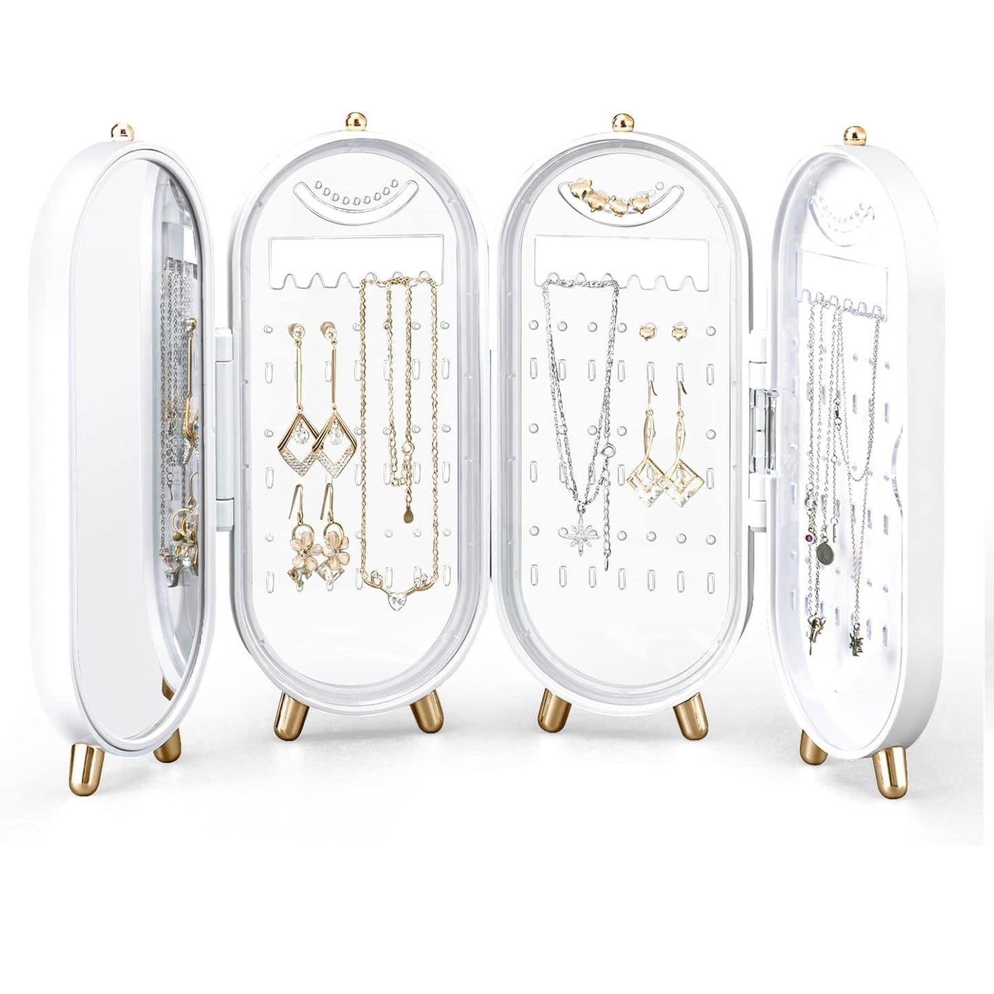 Joyero organizador plegable con espejo