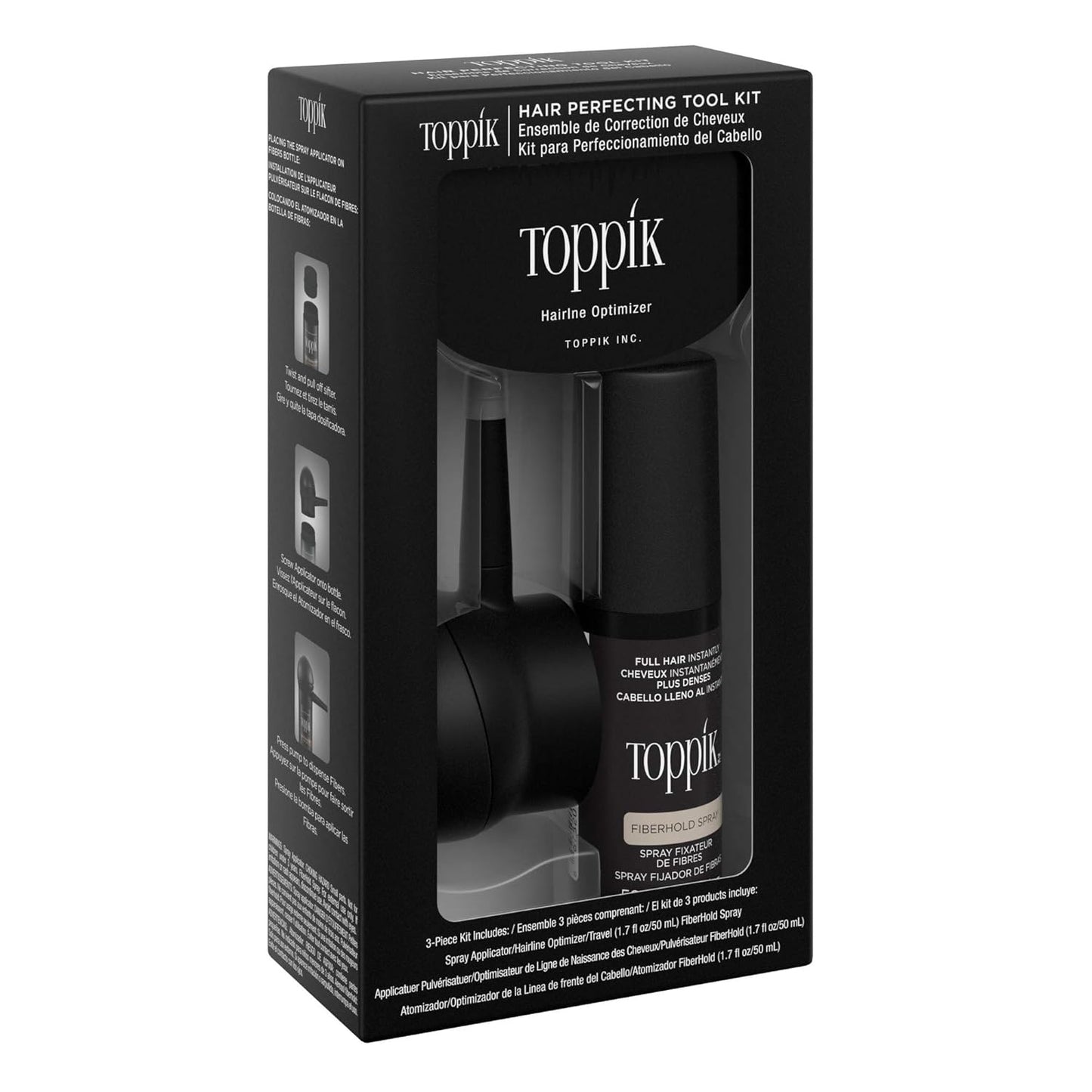Kit de Polvo Fibras capilares Toppik Hair Cabello grueso y abundante Atomizador