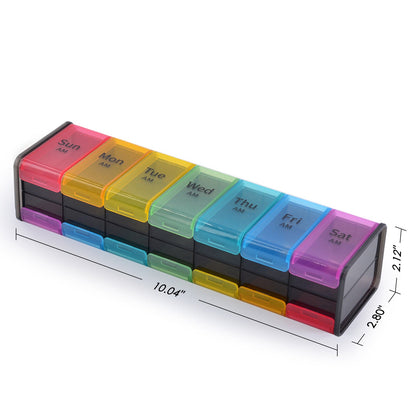 Pastillero semanal cuadrado día y noche grande 14 puestos medicamentos