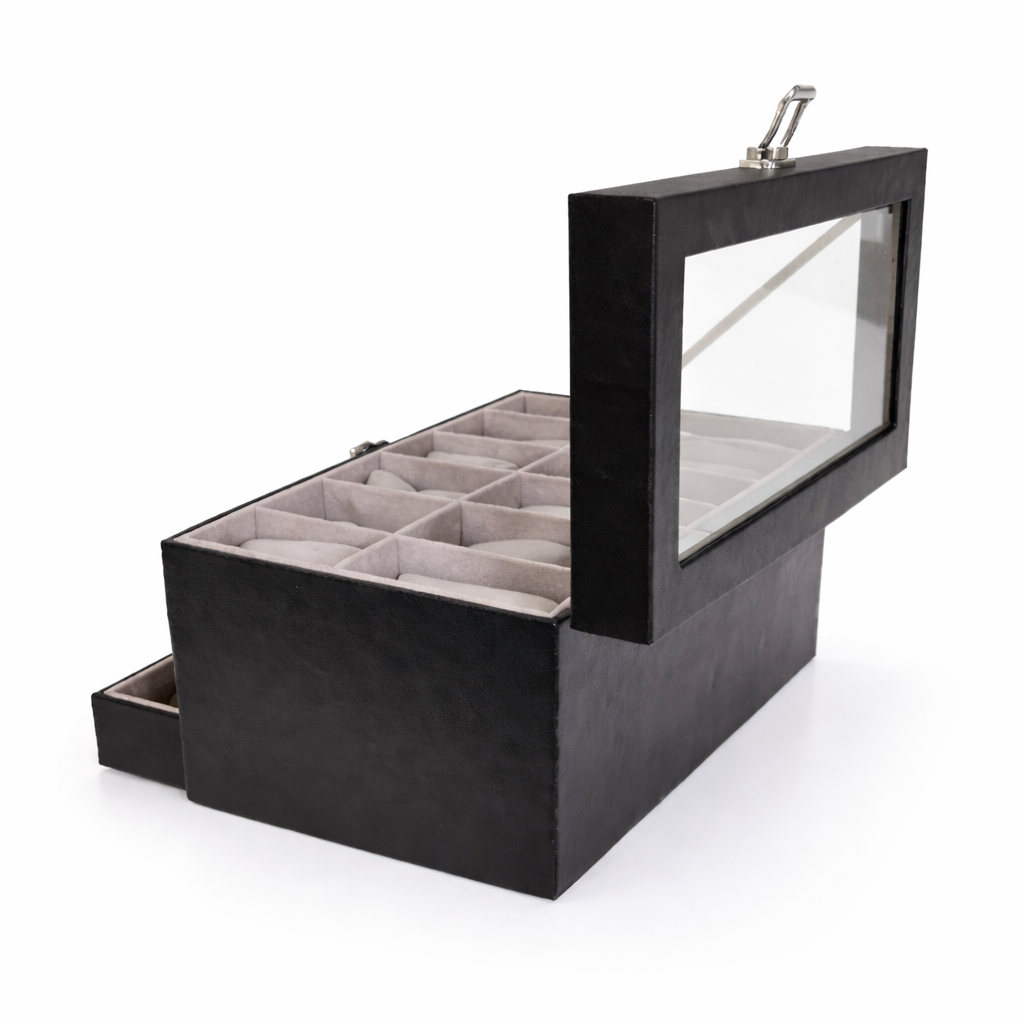 Estuche Caja Organizador Mixto 3 Niveles 12 Relojes Joyas y Gafas