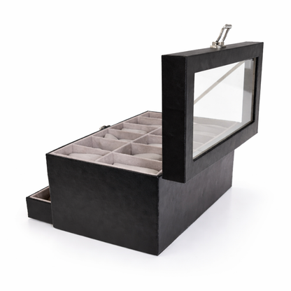 Estuche Caja Organizador Mixto 3 Niveles 12 Relojes Joyas y Gafas