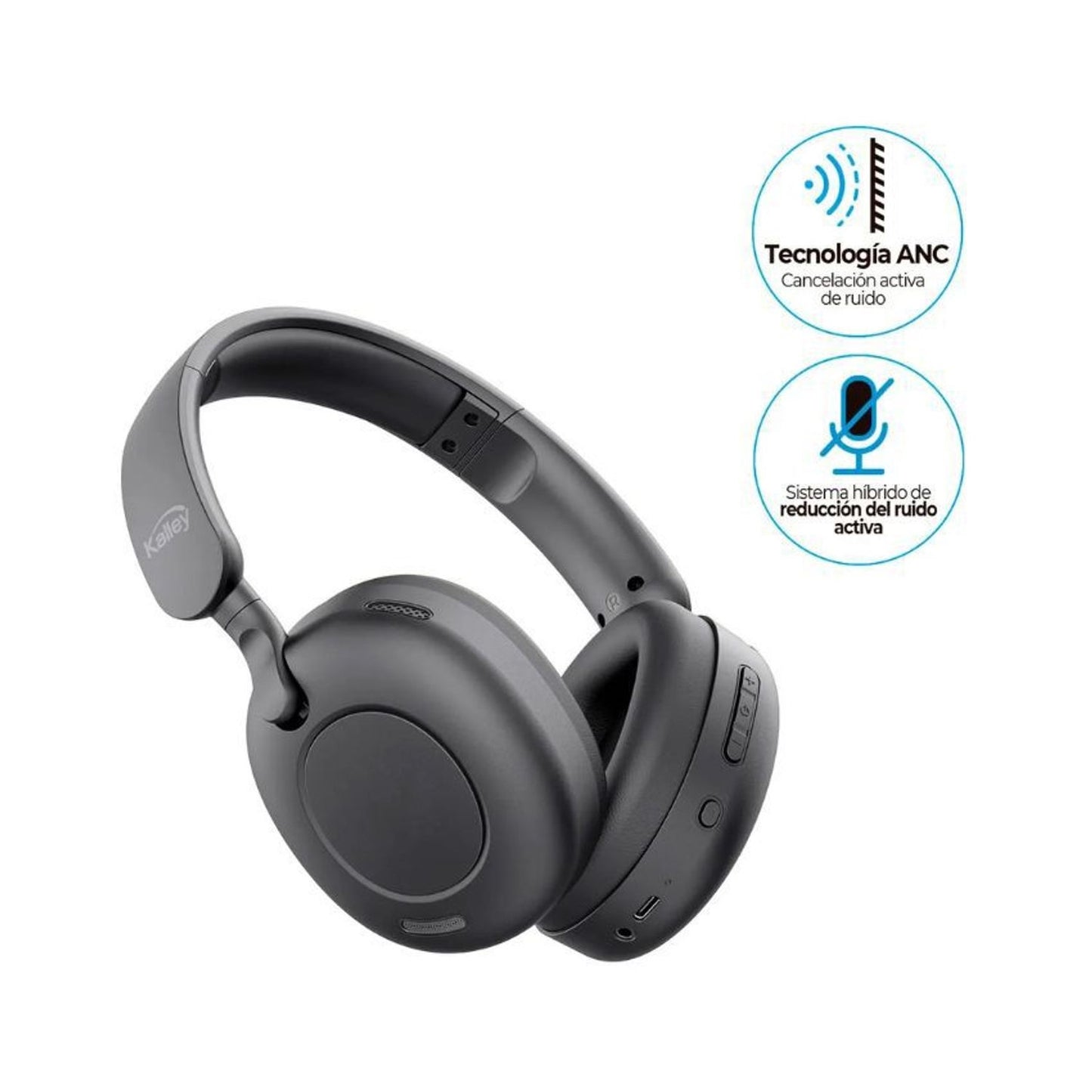 Audífonos de Diadema Kalley K-AN2 Bluetooth Over-Ear Batería de 62 horas