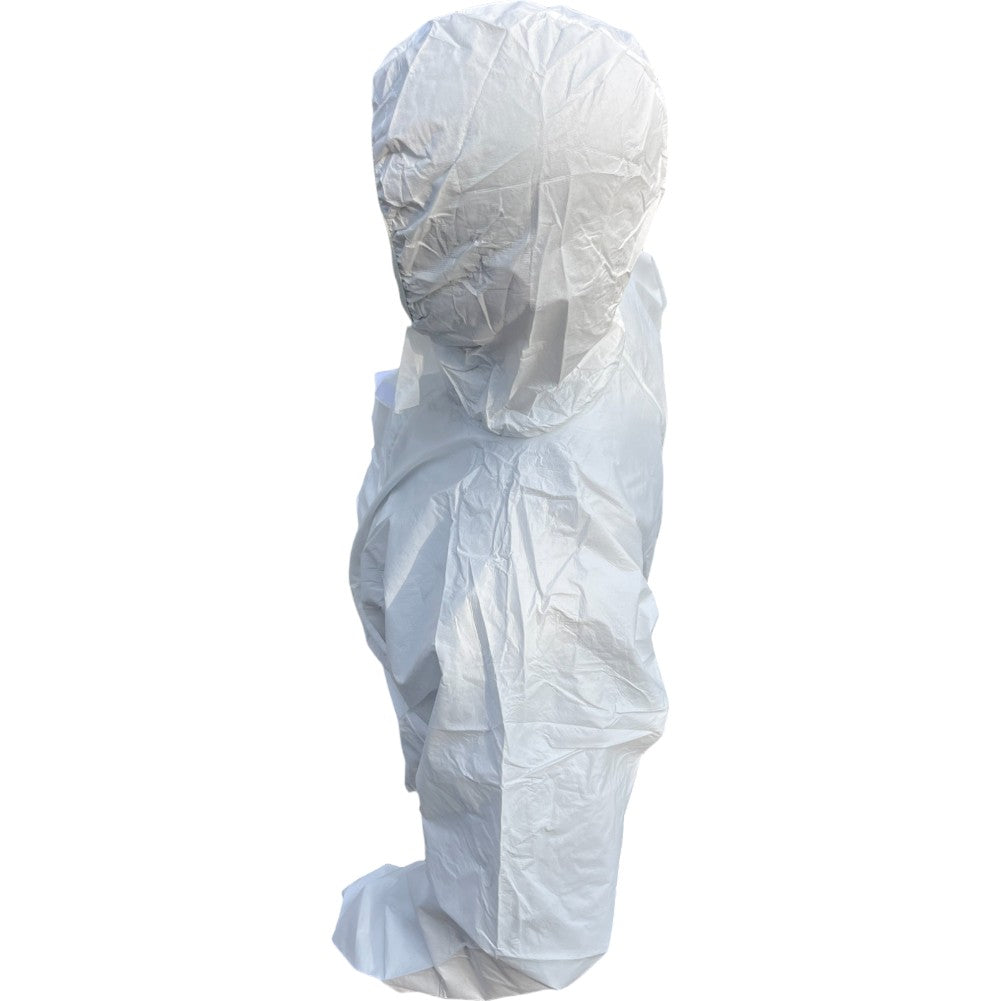 Traje Overol Antifluido Blanco con Gorro y Cierre Adhesivo