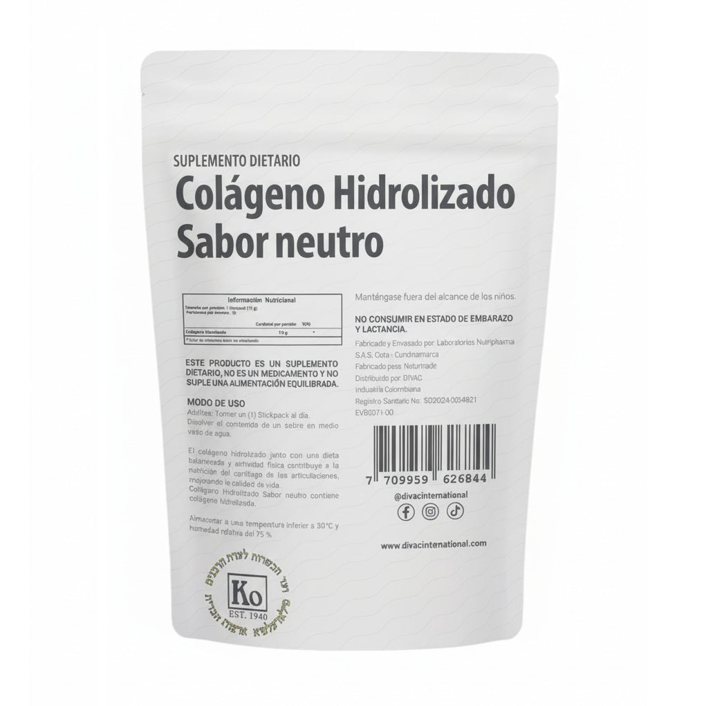Colágeno Hidrolizado 100% Puro sabor neutro para articulaciones y piel