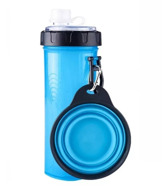 Termo para mascotas doble compartimento agua y cuido + plato plegable