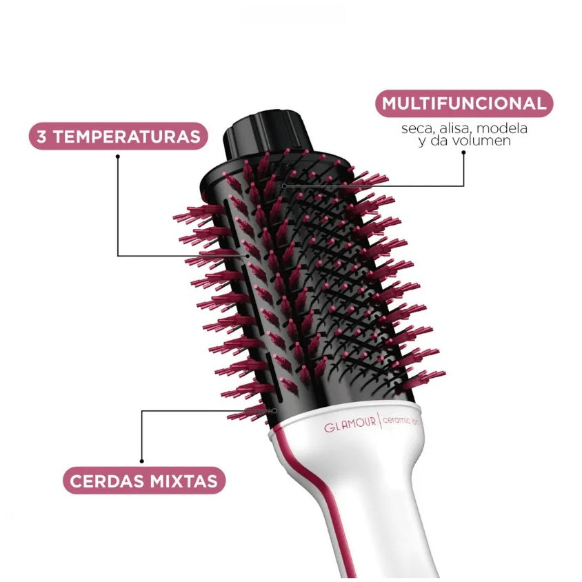 Cepillo Secador Gama Glamour Pink 1300W con tecnología Cerámica Ion