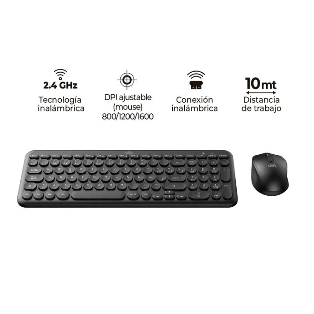 Combo Teclado y Mouse Inalámbrico Kalley K-CIN 2.4GHz 100 Teclas