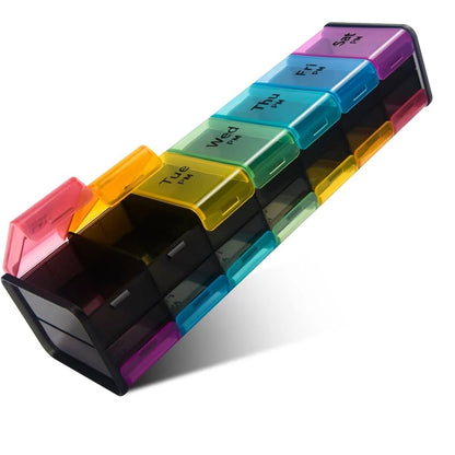 Pastillero semanal cuadrado día y noche grande 14 puestos medicamentos