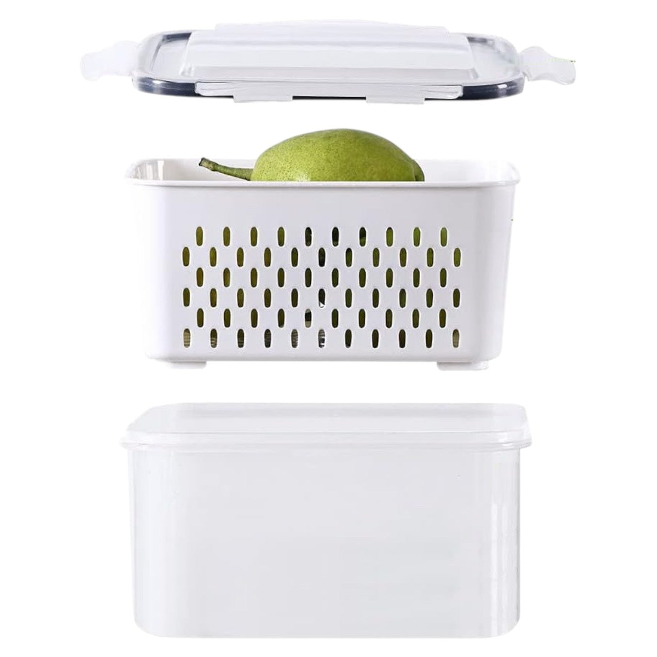 Set 4 contenedores recipientes para alimentos con colador extraíble y tapa hermética