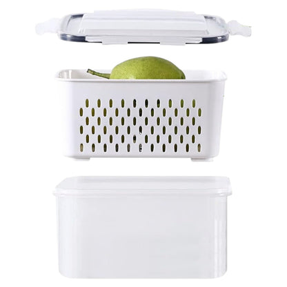 Set 4 contenedores recipientes para alimentos con colador extraíble y tapa hermética