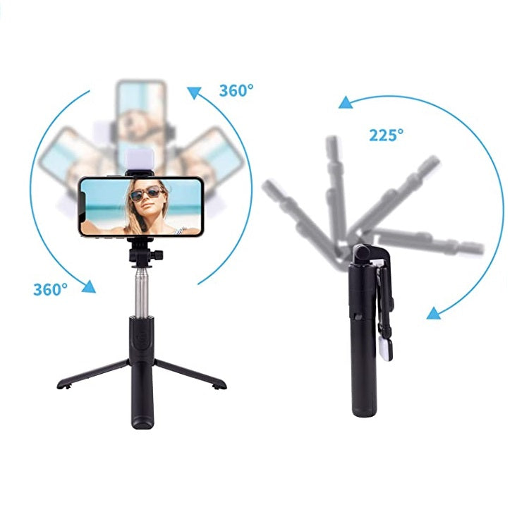 Trípode monopod palo selfie 2 en 1 con luz led y control TS1010