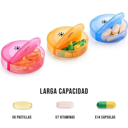 Pastillero semanal circular 14 puestos con compartimentos removibles
