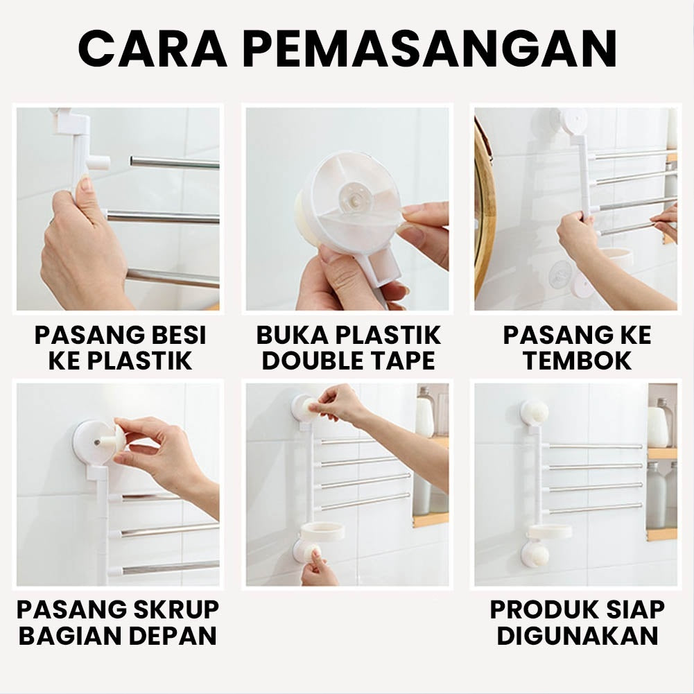 Soporte organizador de secador y toallas adhesivo