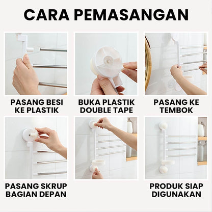 Soporte organizador de secador y toallas adhesivo