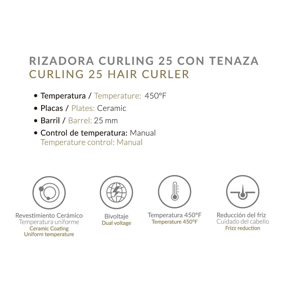 Pinza Rizador Alizz Curling con tenaza 25" original