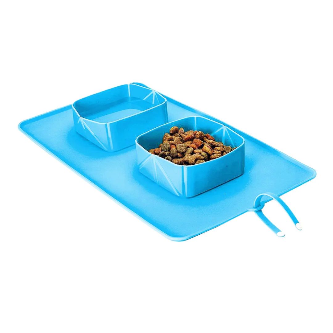 Comedero Mascotas Plegable Doble Silicona Antideslizante