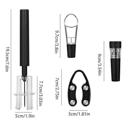Destapador de Vinos De Aire Set 4 en 1 Accesorios Acero Inoxidable