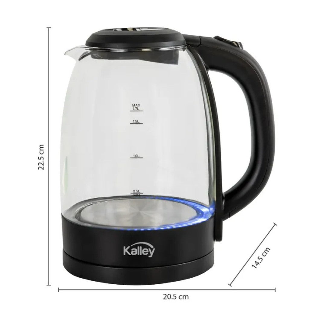 Tetera Eléctrica Kalley K-HAV 1.7L Vidrio con Luz LED