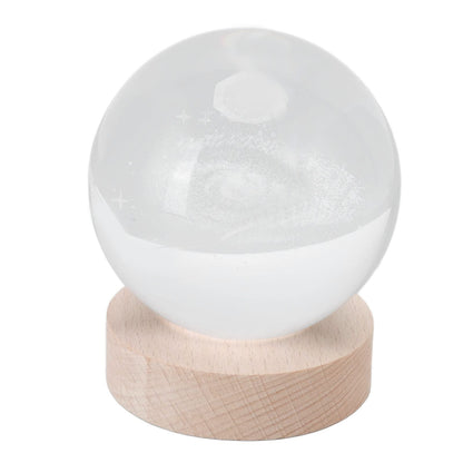 Lámpara Nocturna 3D bola de Cristal con Diseños de planetas y galaxias USB