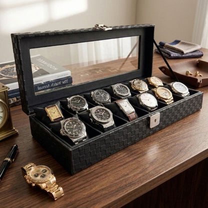 Caja Relojera Organizador 12 puestos Flipp Cuero Para Relojes