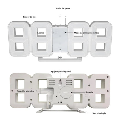 Reloj digital 2105 luces LED con despertador y sensor de voz