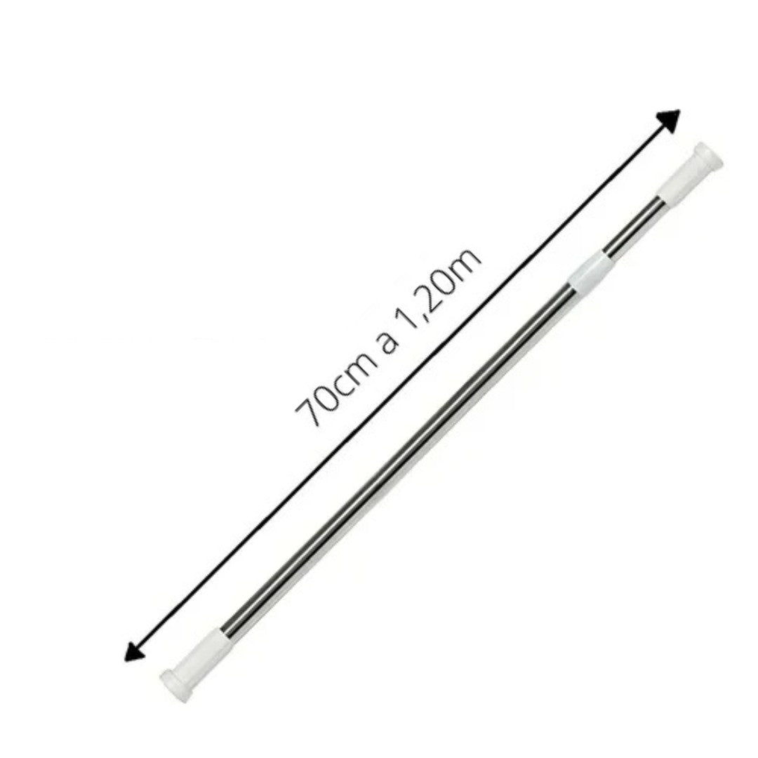 Barra Tubo Cortinero Expandible Ajustable 70cm a 120cm Acero Inoxidable