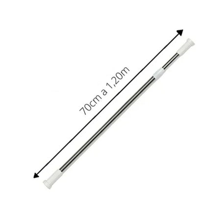 Barra Tubo Cortinero Expandible Ajustable 70cm a 120cm Acero Inoxidable
