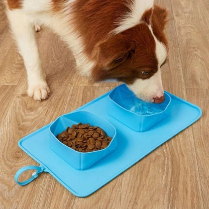 Comedero Mascotas Plegable Doble Silicona Antideslizante